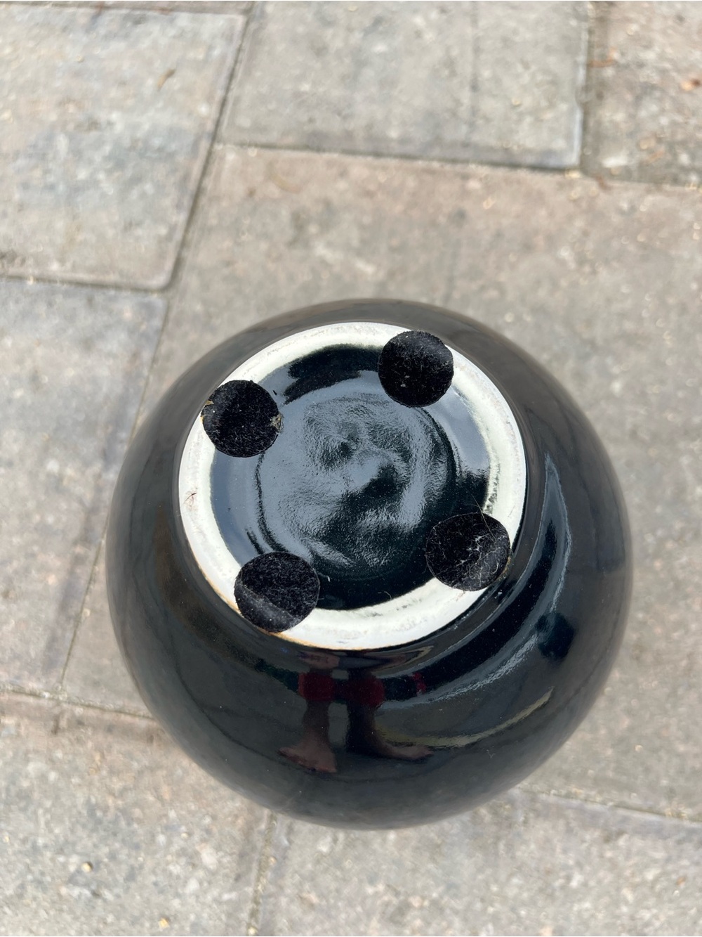 Dark Blue Ceramic Round 5.5” Tall MCM Vase - Picture 9 of 9